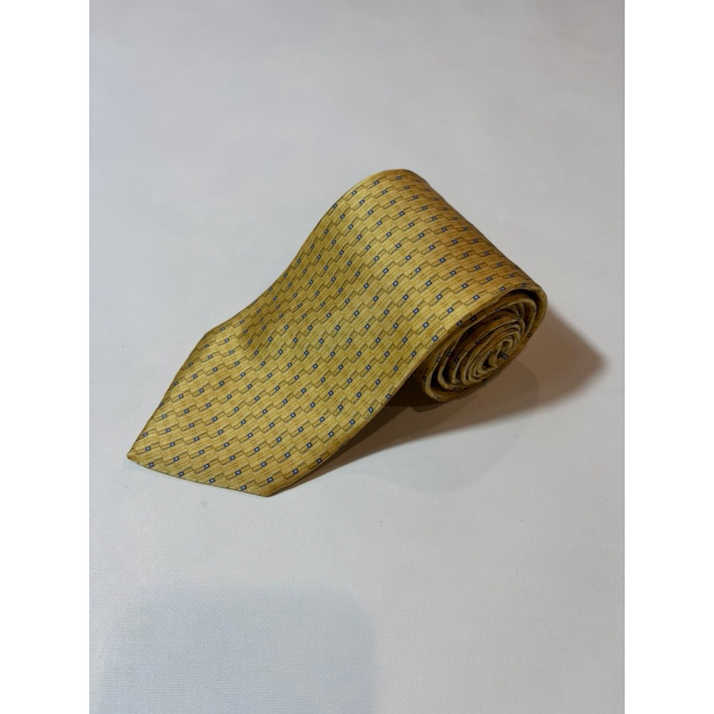 Gianfranco Ruffini Silk Tie Italy Yellow Geometric Dot Luxury Classic